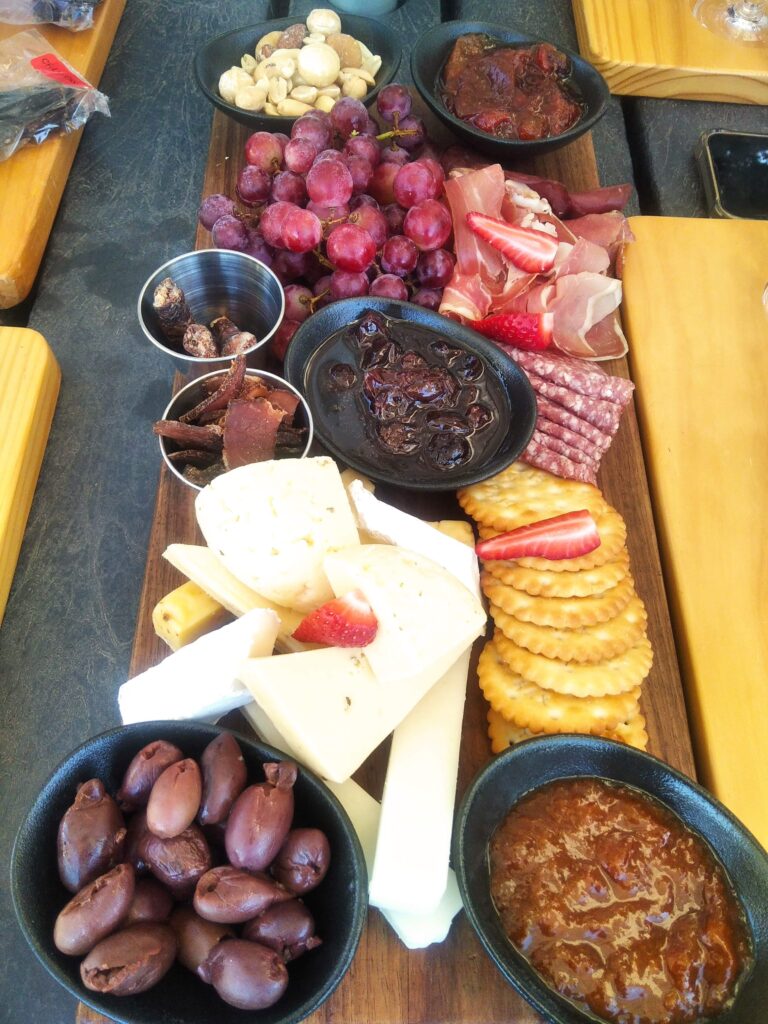 wine tasting perfect pair: cheese and meat platter